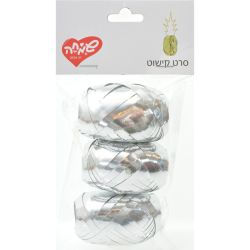 ביצי קישוט סרט מטאלי 3 יח - כסף