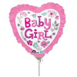 בלון על מקל 9- לב תינוקת מעוטר פרחים