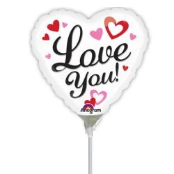 בלון על מקל 4- LOVE U רקע לבן