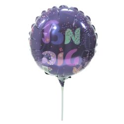 בלון על מקל 9- מזל טוב עברית פרחוני סגול