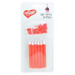 12 נרות ג'מבו אדום + 12 מעמדים