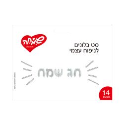 סט בלונים 14 לניפוח עצמי- חג שמח כסף