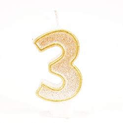 נר ספרה בודד זהב נוצץ-3