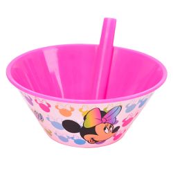 קערת פלסטיק עם קשית - מיני צבעי הקשת