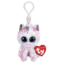 בובת TY מחזיק מ. עיניים גדולות פייטים-דיאמונד חד קרן לבן-ללא החזרה