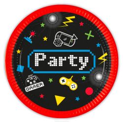 צלחות נייר 23סמ 8יח-מסיבת גימינג