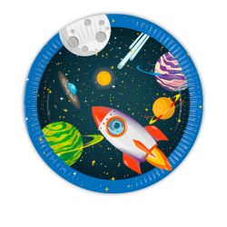 צלחות נייר 23סמ 8יח-חללית