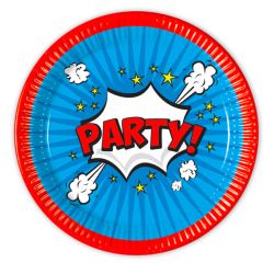 צלחות נייר 23סמ 8יח-מסיבת בום