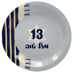 צלחות נייר 23 סמ 8 יח' עגולות-מזל טוב 13