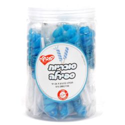 מארז סוכריות על מקל 12 גר 24 יח בצנצנת ספירלה כחול לבן