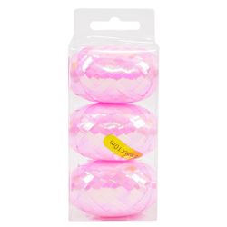 ביצי קישוט סרט מטאלי 3 יח - ורוד בייבי