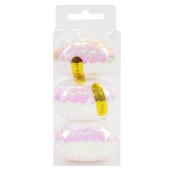 ביצי קישוט סרט מטאלי 3 יח - לבן