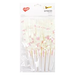 מנשפים מטאלים מקרון 6 יח- לבן