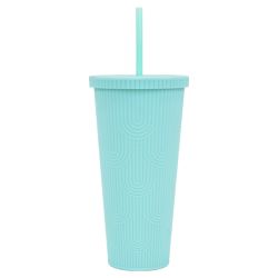 כוס פלסטיק קשתות 650 מל עם קשית  - אקווה