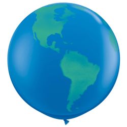 בלון Q3Feet-מודפס גלובוס כחול כהה-2יח בשקית