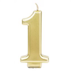 נר גדול עם מעמד שחור זהב מטאלי - ספרה 1