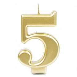 נר גדול עם מעמד שחור זהב מטאלי - ספרה 5