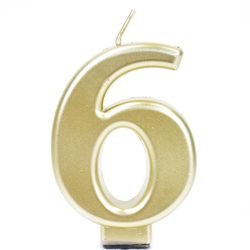 נר גדול עם מעמד שחור זהב מטאלי - ספרה 6