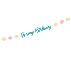 באנר שרשרת אותיות 1.6מ HB וצדפות-גליטר פסטל