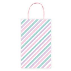 שקית חבל 21.5 על 13 סמ- פסים ורוד כחול - 4 יח