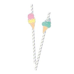 קשים מנייר ססגוני עם צורות- גלידה- 6 יח