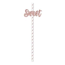 קשים מנייר -רוז גולד נקודות עם כיתוב צורני SWEET - 6 יח