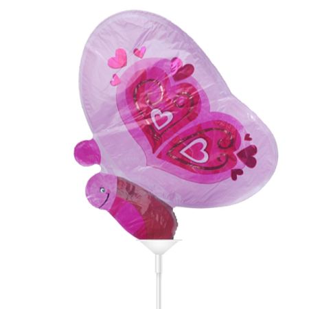 בלון על מקל 9- בצורת פרפר עם לבבות