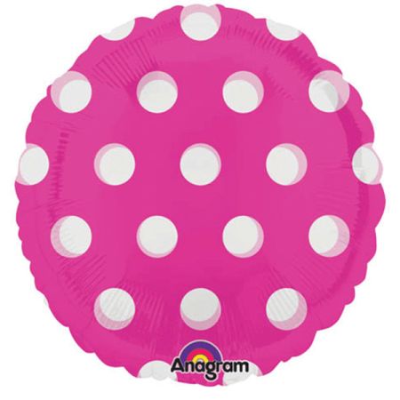 בלון מיילר 18- עגול ורוד עם נקודות
