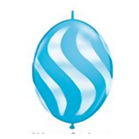 בלון Q12 לינק תכלת מודפס פסים לבנים-50 יח