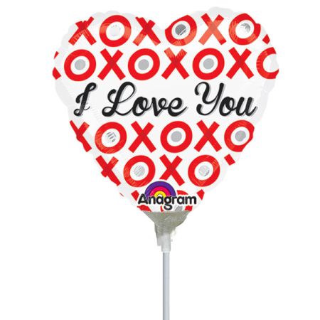 בלון על מקל 4- ILOVEU XOXOXO