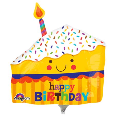 בלון על מקל 9-HB פרוסת עוגה עם נר