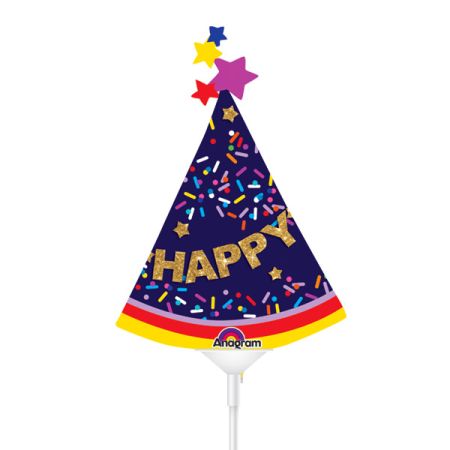 בלון על מקל 9- כובע מסיבה happy birthday