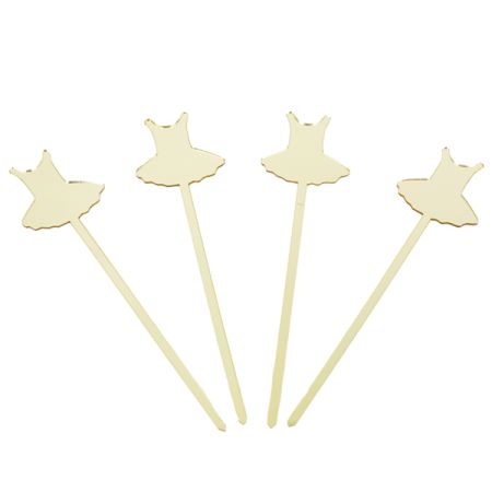 טופר אקרילי לעוגה 4יח-בלרינה זהב