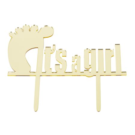 טופר אקרילי לעוגה 1יח-ITS A GIRL זהב