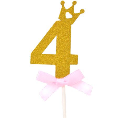 טופר גליטר קטן 1יח-ספרה 4 זהב