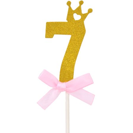 טופר גליטר קטן 1יח-ספרה 7 זהב