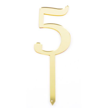 טופר אקרילי לעוגה קטן 1יח-מס 5 זהב