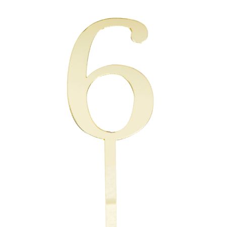 טופר אקרילי לעוגה קטן 1יח-מס 6 זהב