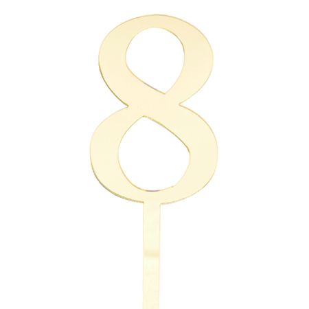 טופר אקרילי לעוגה קטן 1יח-מס 8 זהב