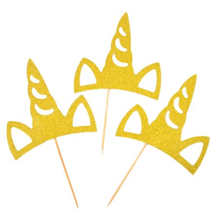 טופר גליטר קטן 3יח-חד קרן זהב