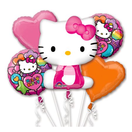 זר בלונים- הלו קיטי קשת בענן