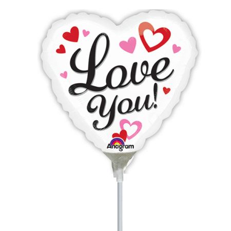 בלון על מקל 4- LOVE U רקע לבן
