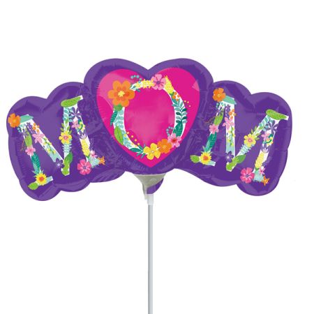 בלון על מקל 9- MOM פרחוני