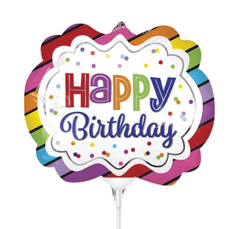 בלון על מקל 9-Happy birthday צבעי הקשת
