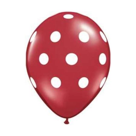 בלון Q11 אדום מודפס נקודות 50 יח