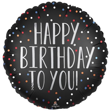 בלון מיילר 18-אנגלית HB סאטן שחור מנוקד