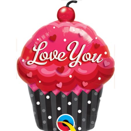 בלון על מקל Q14- קאפקייק LOVE YOU