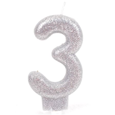 נר מנצנץ כסף עם מעמד -ספרה 3