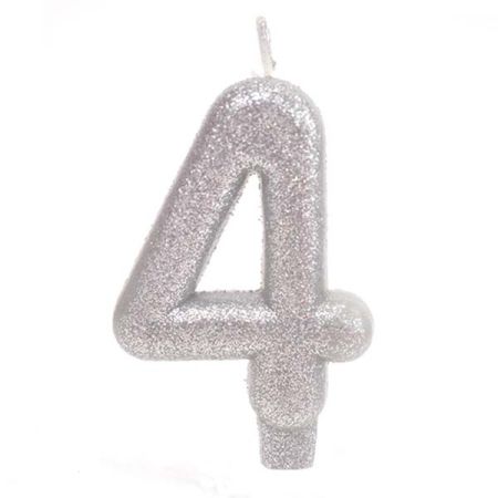 נר מנצנץ כסף עם מעמד -ספרה 4