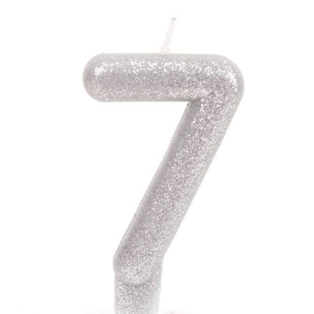 נר מנצנץ כסף עם מעמד -ספרה 7